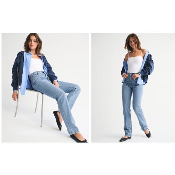 New NWT Abercrombie & Fitch The 90's Straight Ultra High Rise Size 34 18 Long - Picture 1 of 10